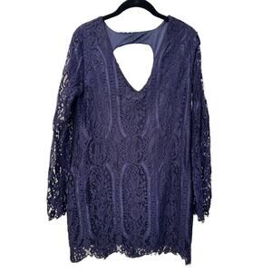 Francesca's Navy Lace Long Sleeve Mini Dress Size Medium